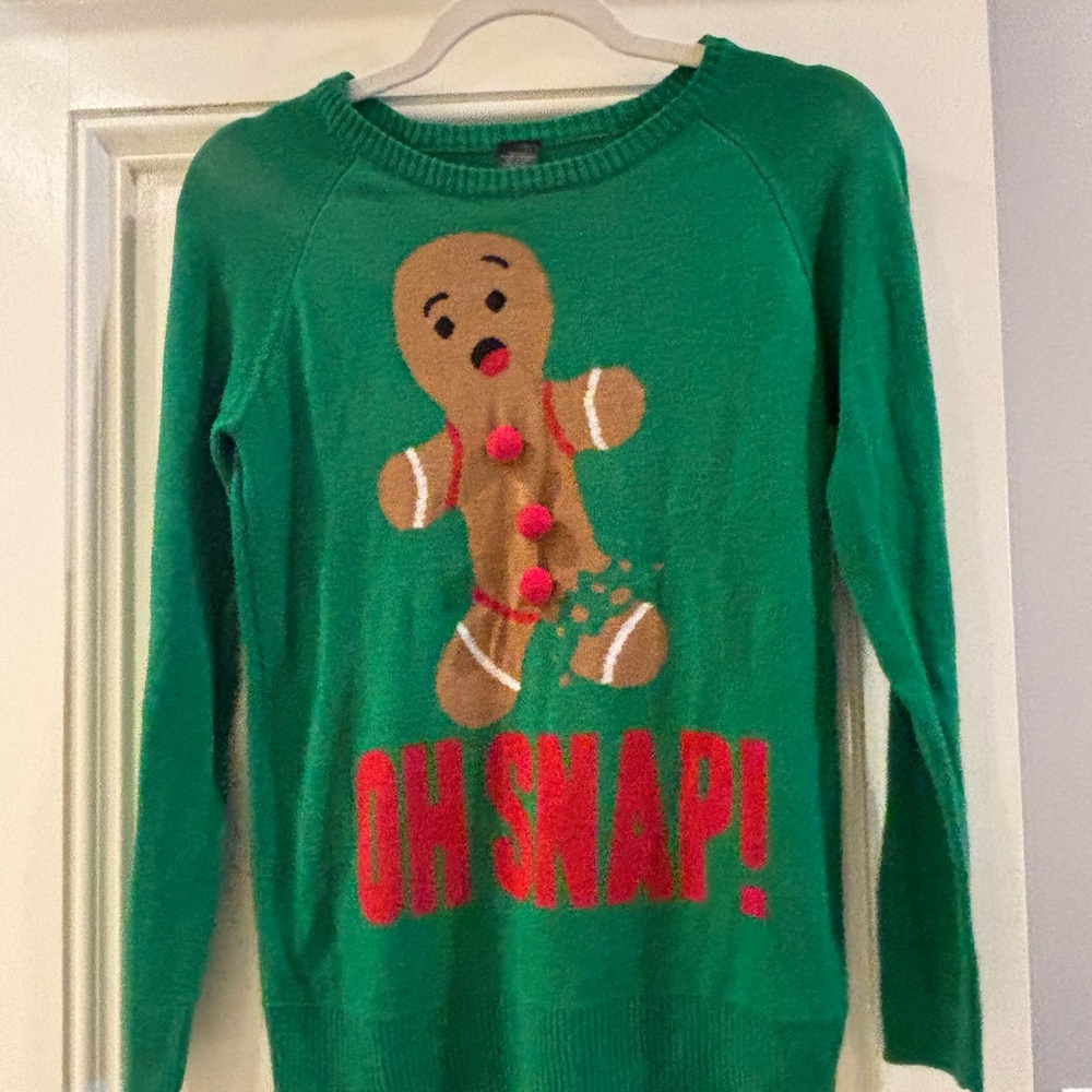 “OH SNAP!” Gingerbread Ugly Christmas Sweater – XS